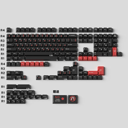 JKDK WOB with Red Sub-legends JP/Cyrillic Keycap Set, Cherry Profile, Dye Sub PBT Key Cap