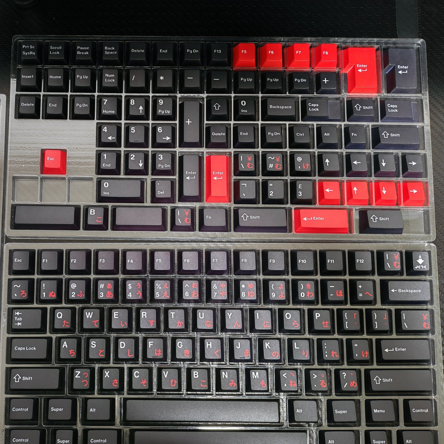 JKDK WOB with Red Sub-legends JP/Cyrillic Keycap Set, Cherry Profile, Dye Sub PBT Key Cap