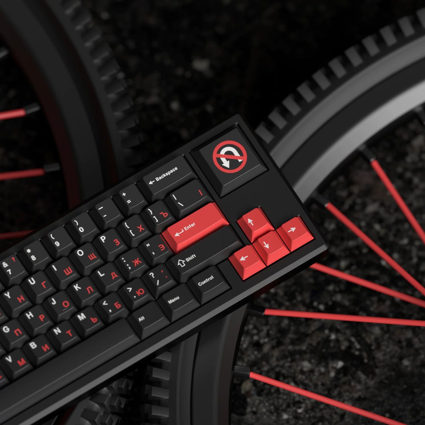 JKDK WOB with Red Sub-legends JP/Cyrillic Keycap Set, Cherry Profile, Dye Sub PBT Key Cap