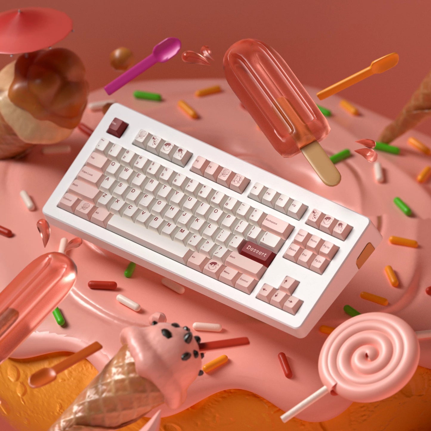 JKDK Dessert Keycap Set, Cherry Profile, PBT Dye Sub Key Cap