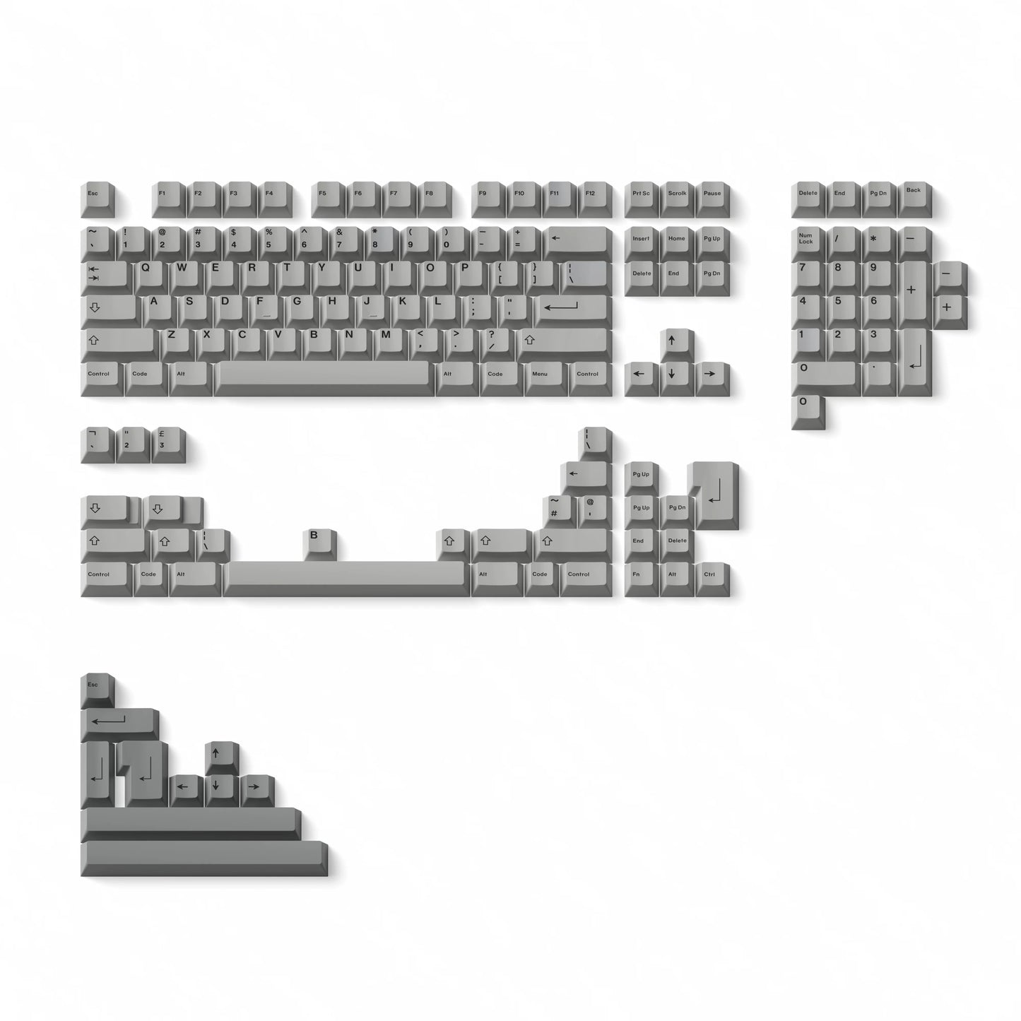 JKDK Grey Minimalist Keycap Set, Cherry Profile, Dye Sub PBT Key Cap