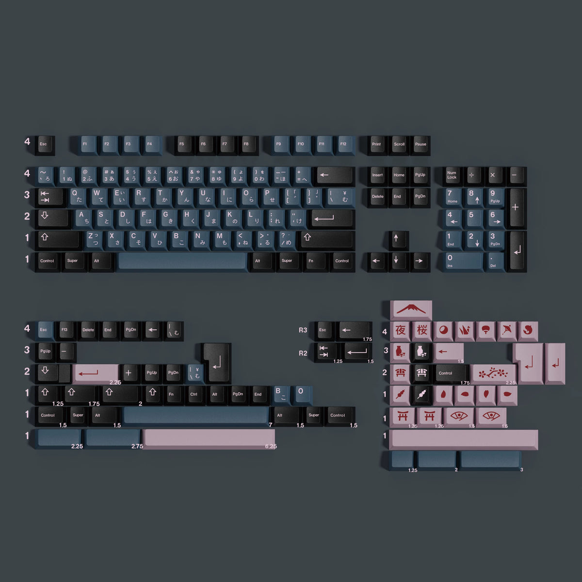 JTK Night Sakura Keycap Set, Cherry Profile, Dye Sub PBT