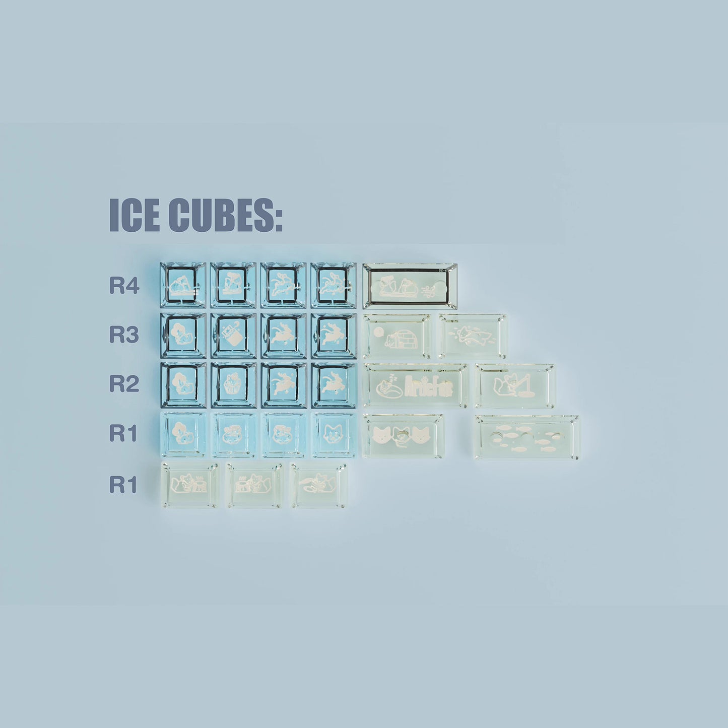 Arctic Fox Cute Keycap Set, Cherry Profile, Dye Sub PBT