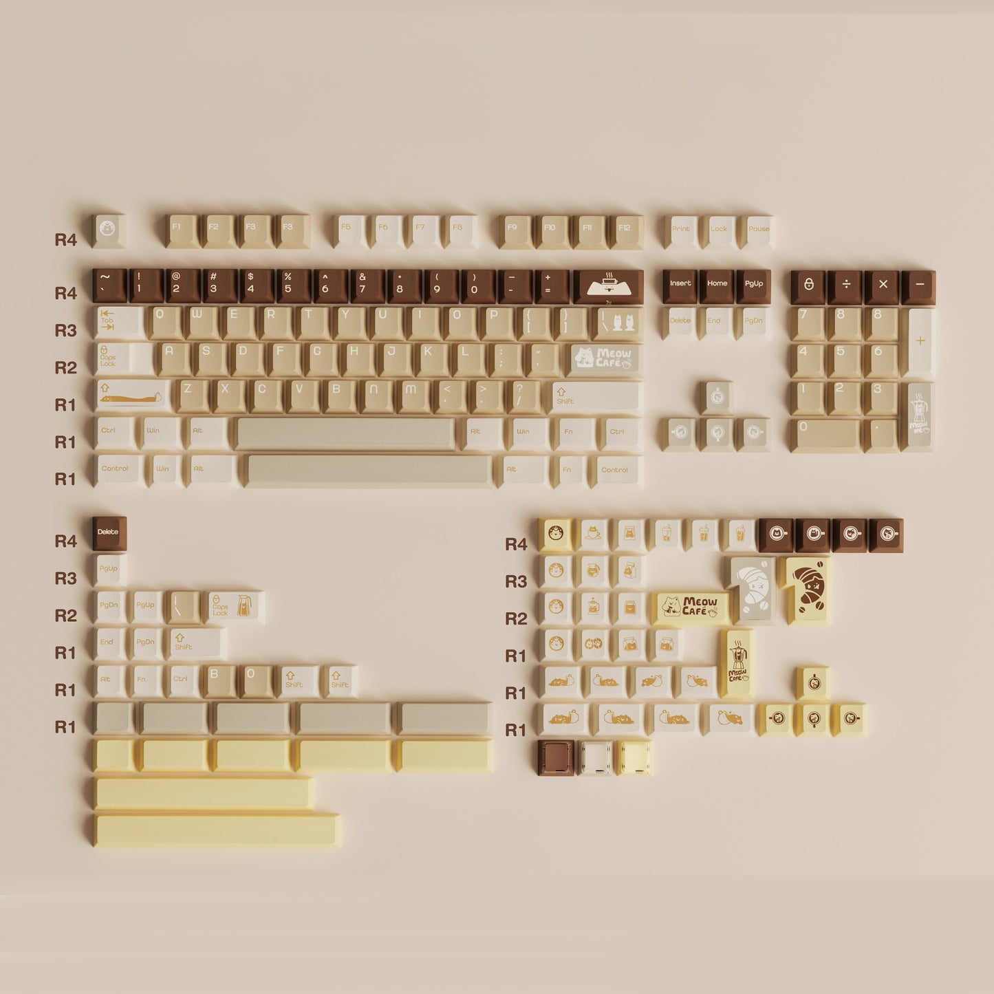 Keybyelab Meow Cafe Keycap Set, Cherry Profile, Dye Sub PBT Key Cap