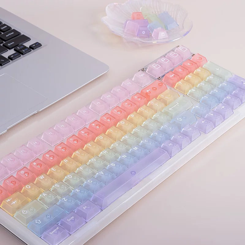 KCP Rainbow Transparent Keycap Set, Cherry Profile