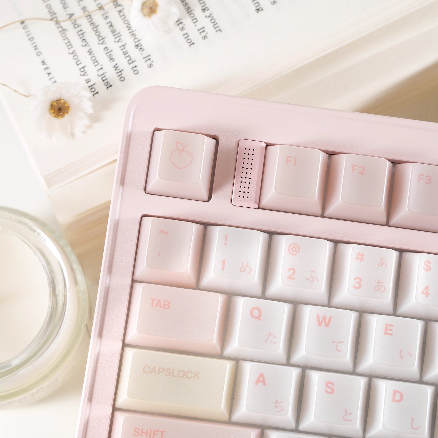 Key Cerberus White Peach Pearlescent Keycap Set, Cherry Profile, Pearlescent Painted