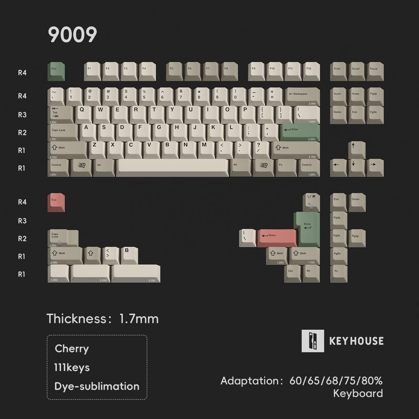 9009 Keycap Set, Cherry Profile, Dye Sub PBT Key Cap – Nouvolo