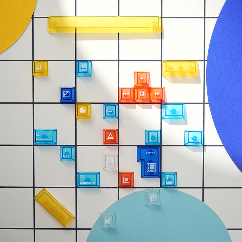 Keymoji Mondrian Keycap Set, Cherry Profile, PC Transparent