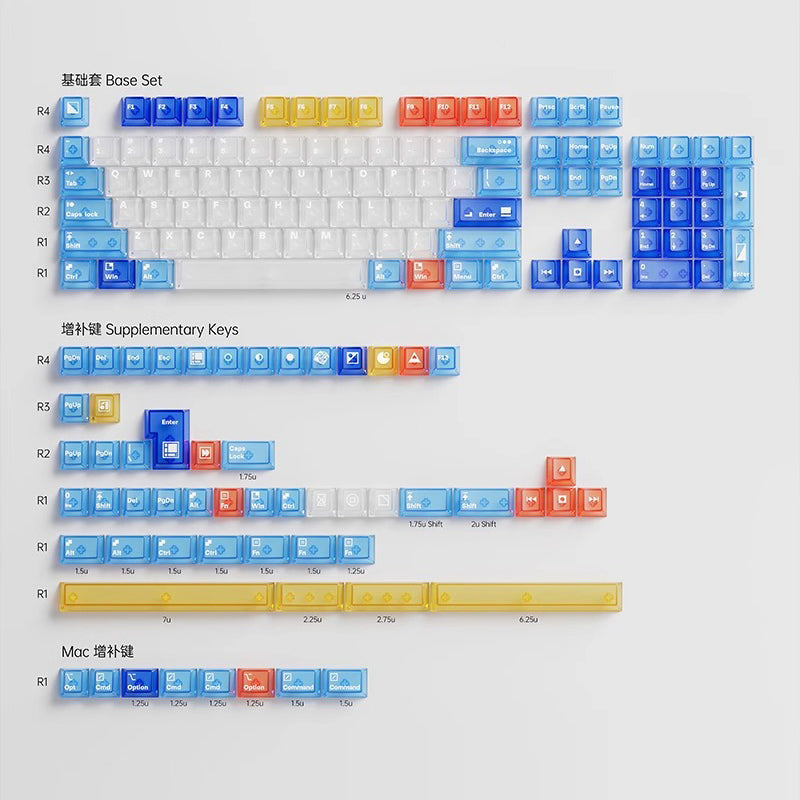 Keymoji Mondrian Keycap Set, Cherry Profile, PC Transparent