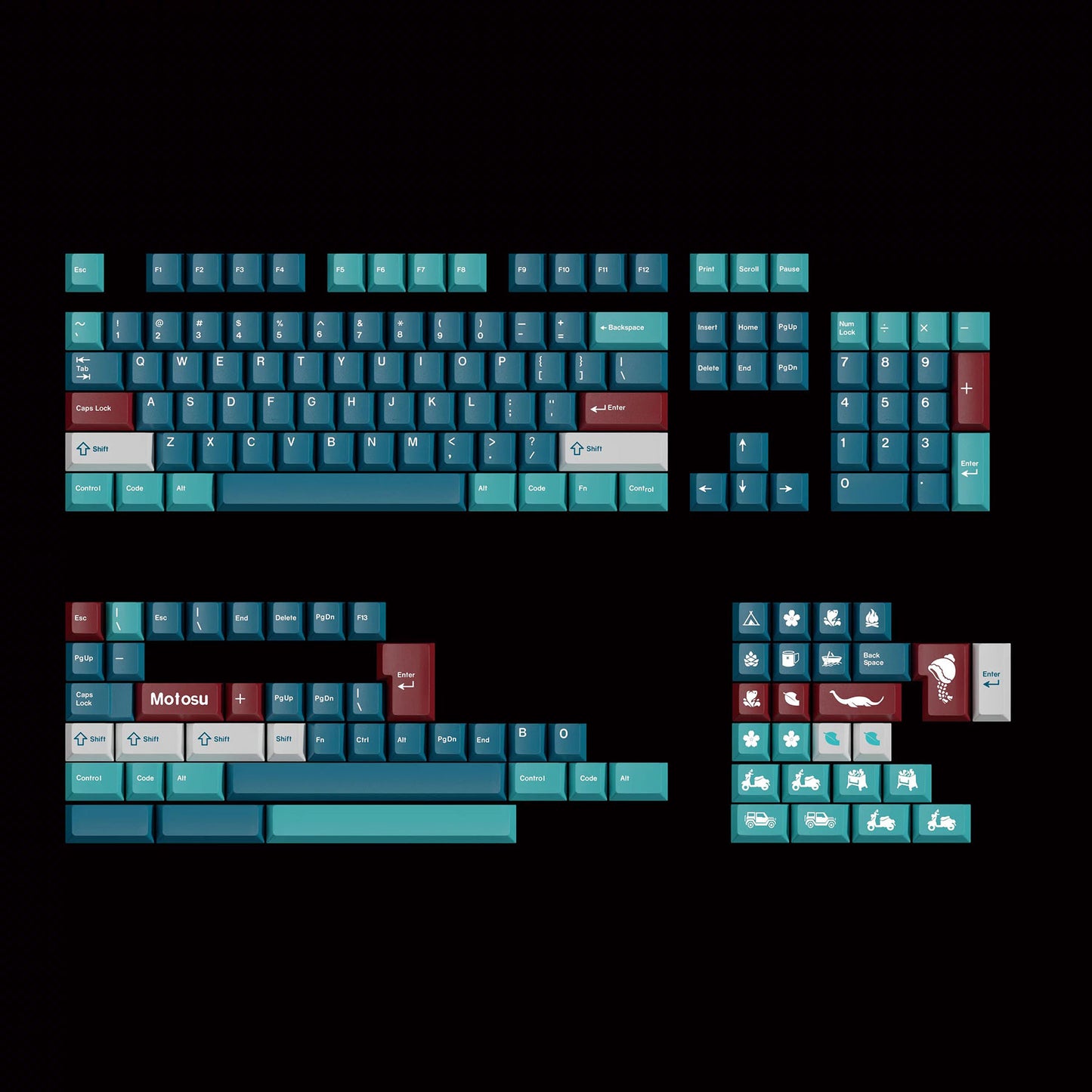 Lake Motosu Keycap Set, Cherry Profile, PBT Dye Sub Key Cap