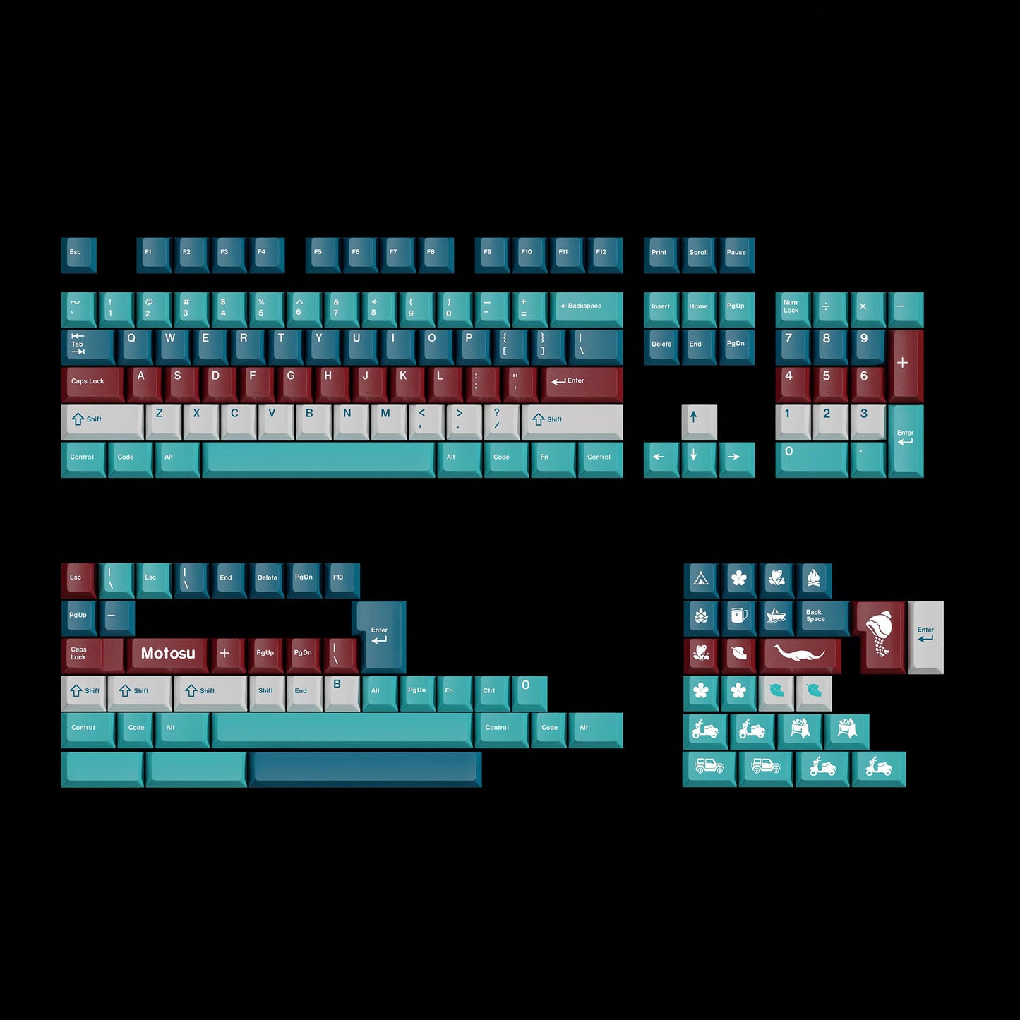 Lake Motosu Keycap Set, Cherry Profile, PBT Dye Sub Key Cap