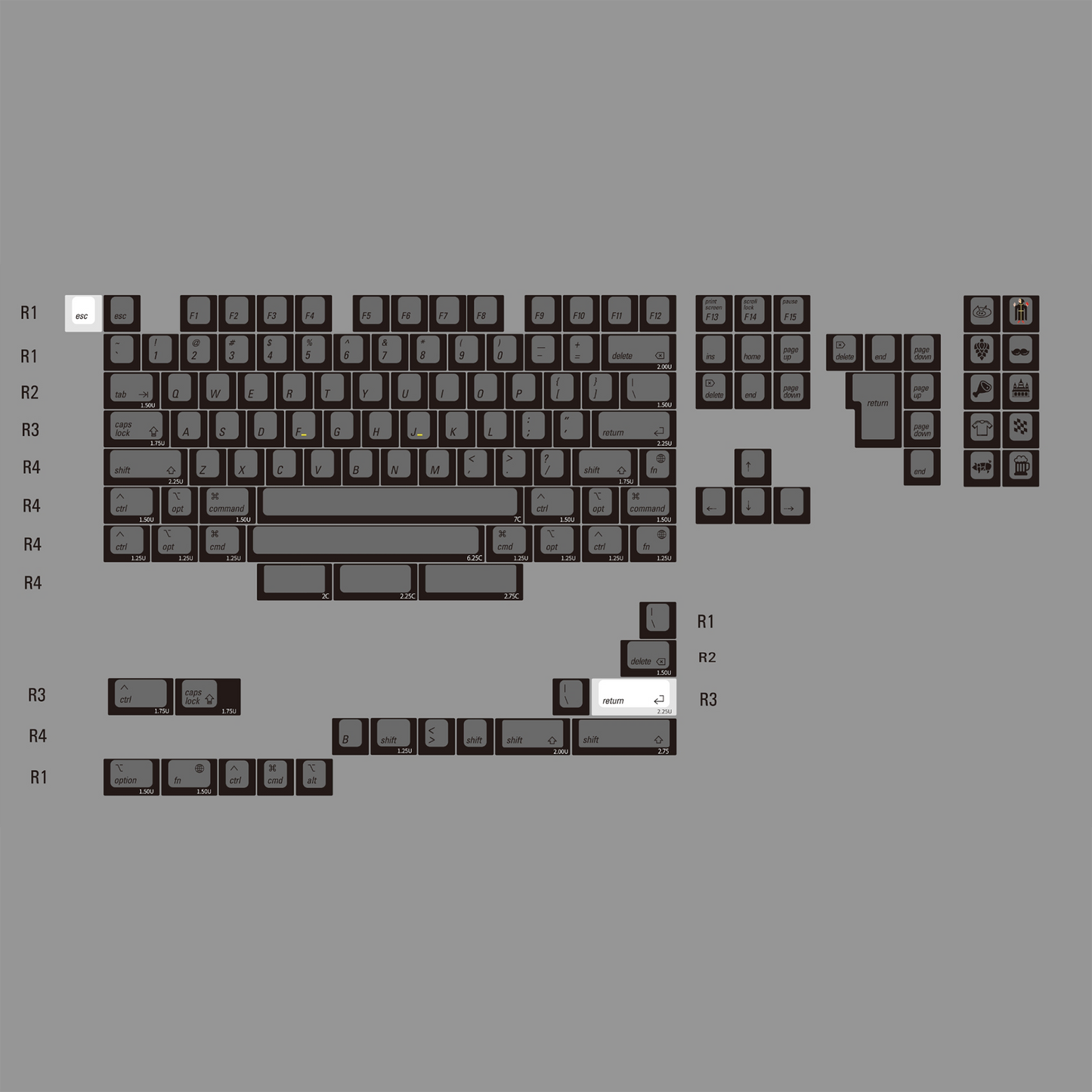 Lelelab Munich Dark Keycap Set, Cherry Profile, Dye Sub PBT