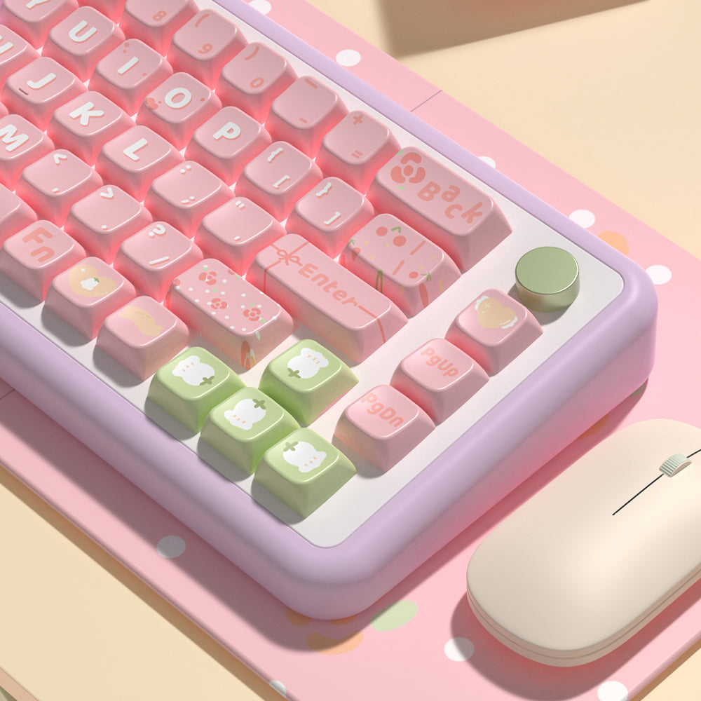 Lily of the Valley (Pink/Purple) Cute Keycap Set, MDA/Cherry Profile, PBT Dye Sub Key Cap