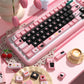 Little Black Cat (Pink) Cute Keycap Set, MDA Profile, PBT Dye Sub Key Cap