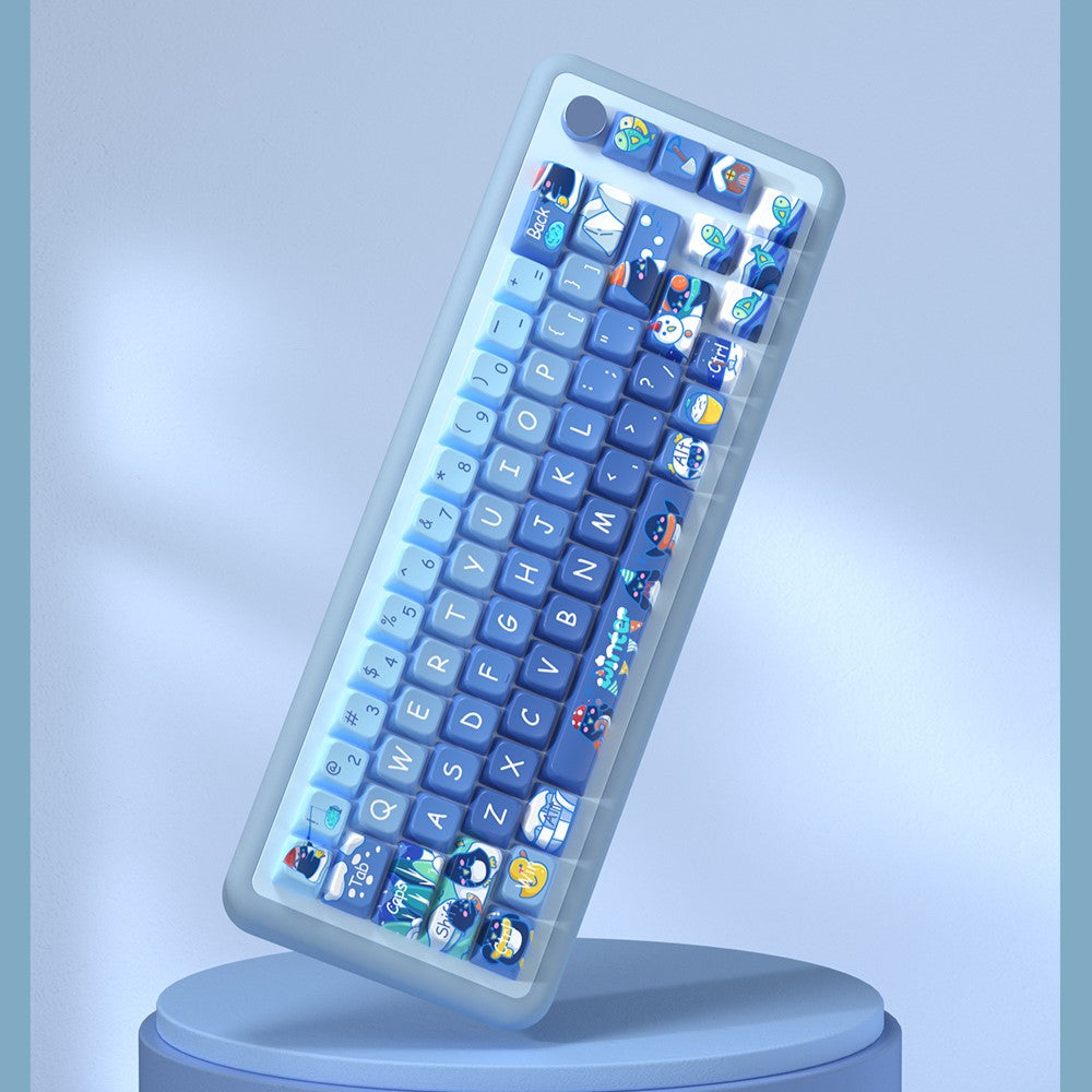 Penguin (Blue) Cute Keycap Set, MDA Profile, PBT Dye Sub Key Cap