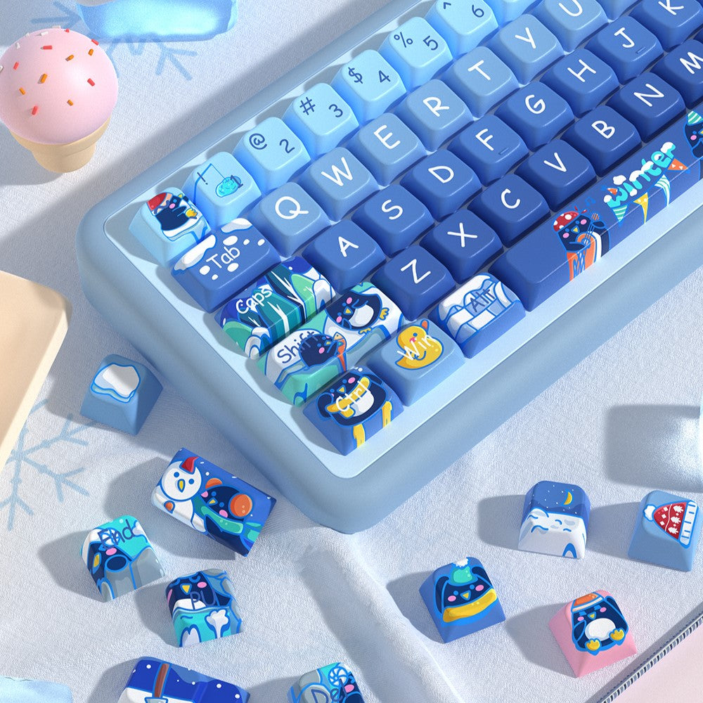 Penguin (Blue) Cute Keycap Set, MDA Profile, PBT Dye Sub Key Cap – Nouvolo