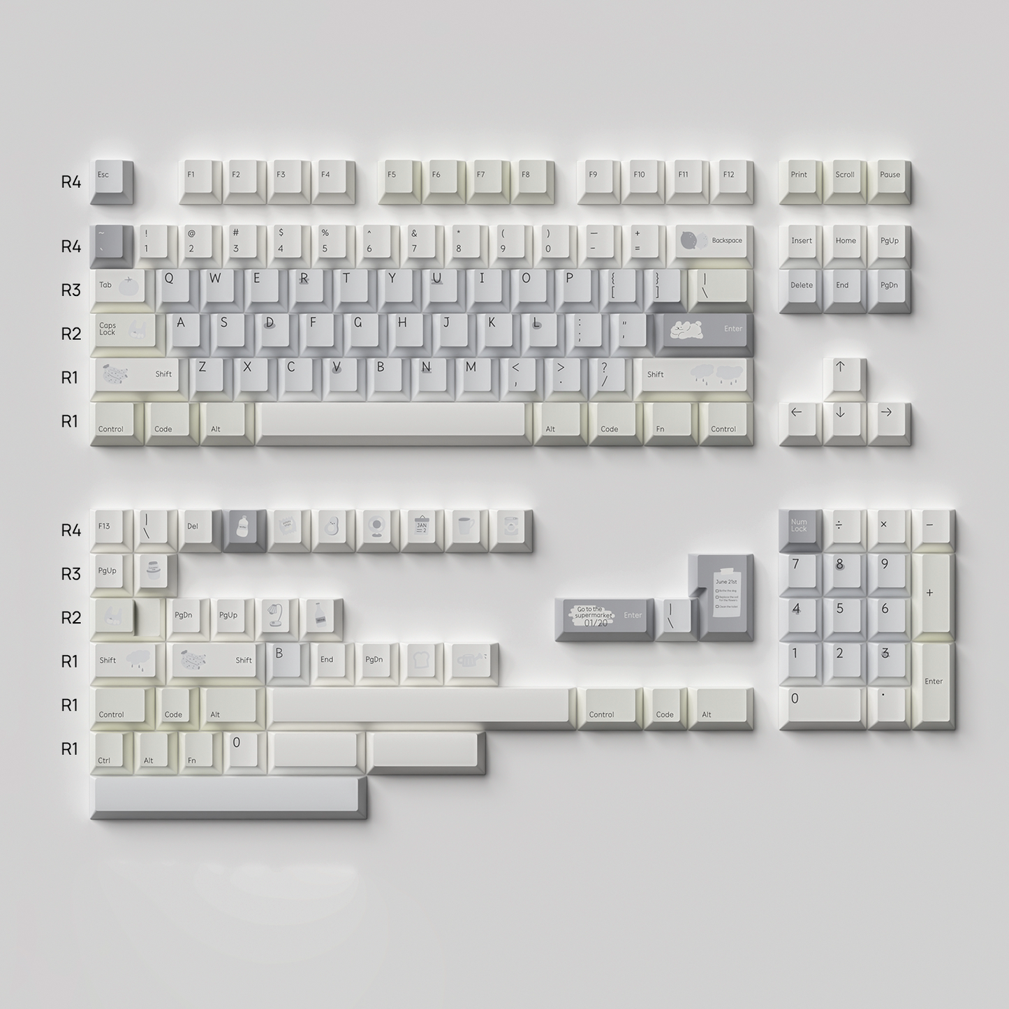 Memopad Cute Keycap Set, Cherry Profile, Dye Sub PBT + PC
