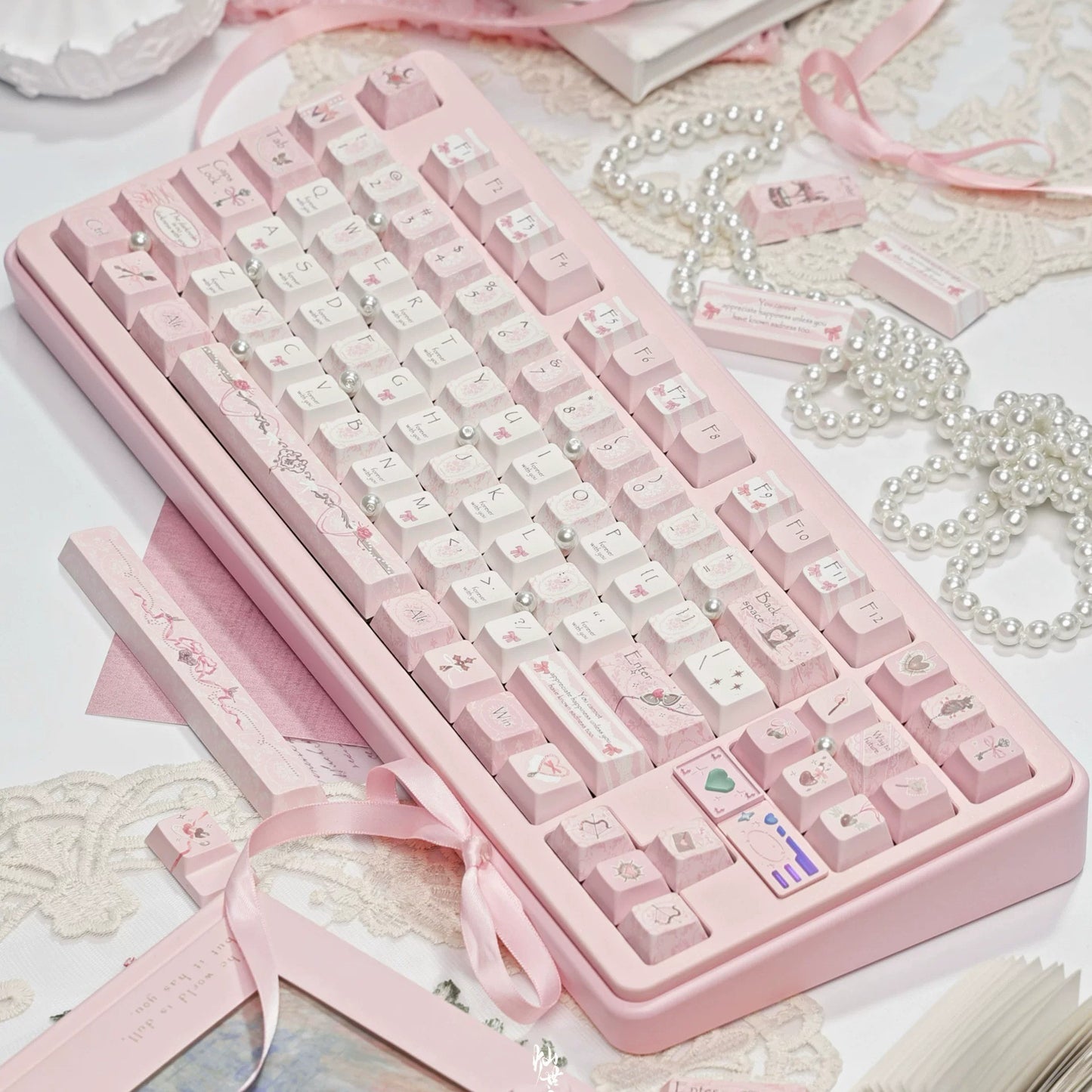 Ornamental Note Cute Keycap Set, Cherry Profile, Dye Sub PBT + PC Key cap