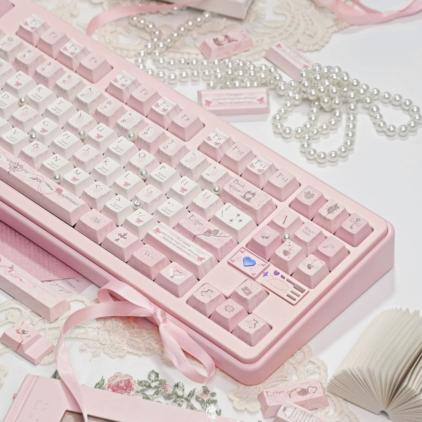 Ornamental Note Cute Keycap Set, Cherry Profile, Dye Sub PBT + PC Key cap