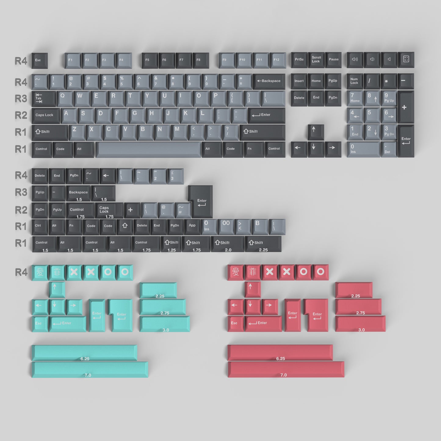 Aifei Modern Dolch Dark/Light Keycap Set, Cherry Profile, Double Shot ABS Key Cap