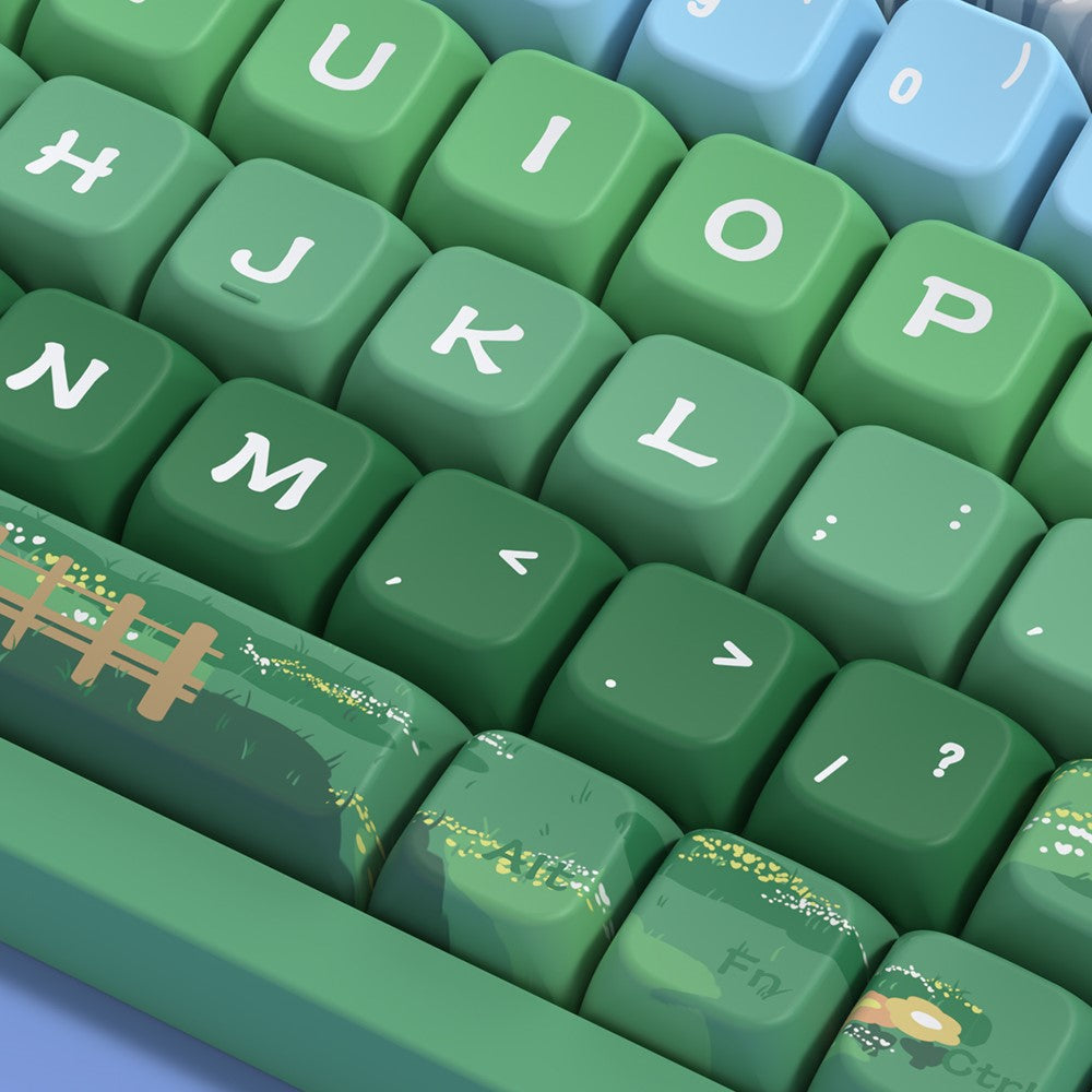 Mountain Green (Green) Cute Keycap Set, MDA/Cherry Profile, PBT Dye Sub Key Cap