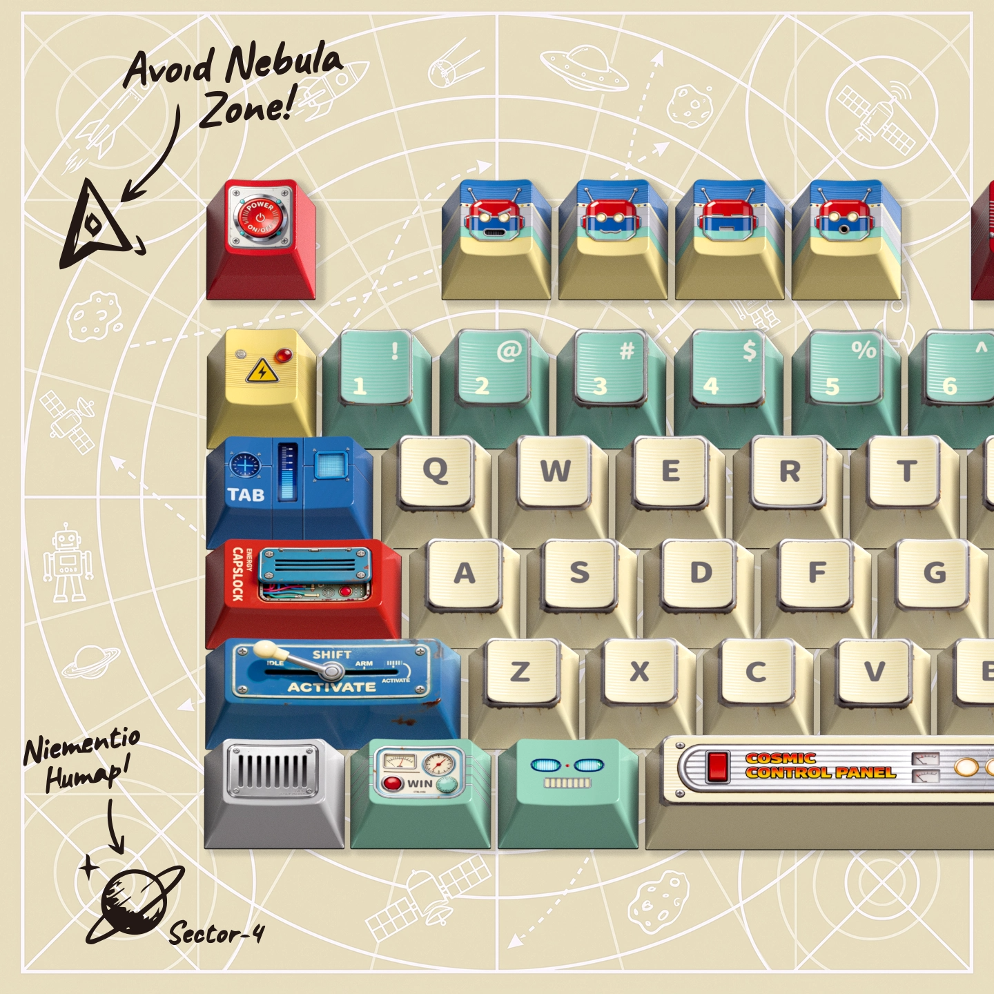 Tin Cosmos Keycap Set, Cherry Profile, Dye Sub PBT Key Cap