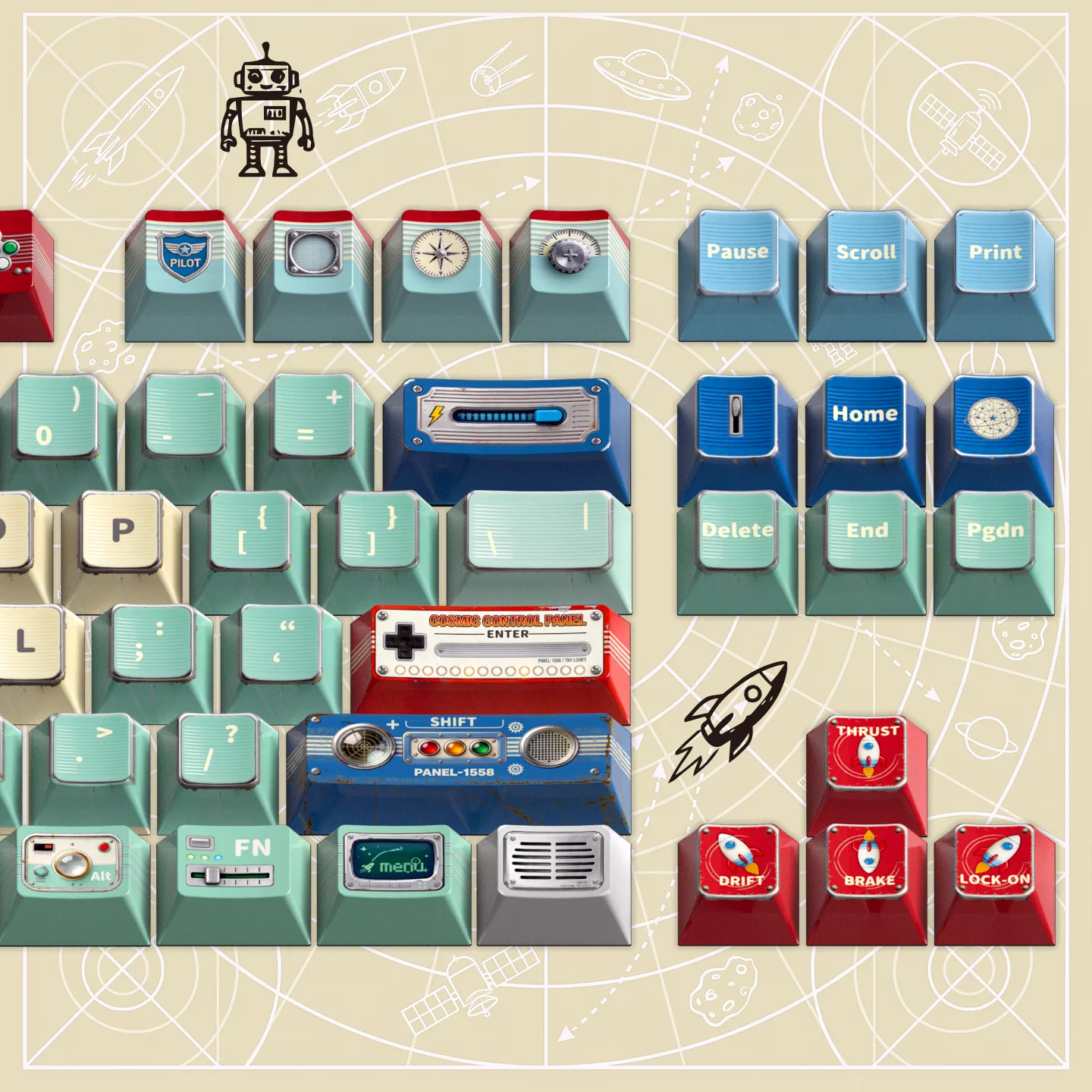 Tin Cosmos Keycap Set, Cherry Profile, Dye Sub PBT Key Cap