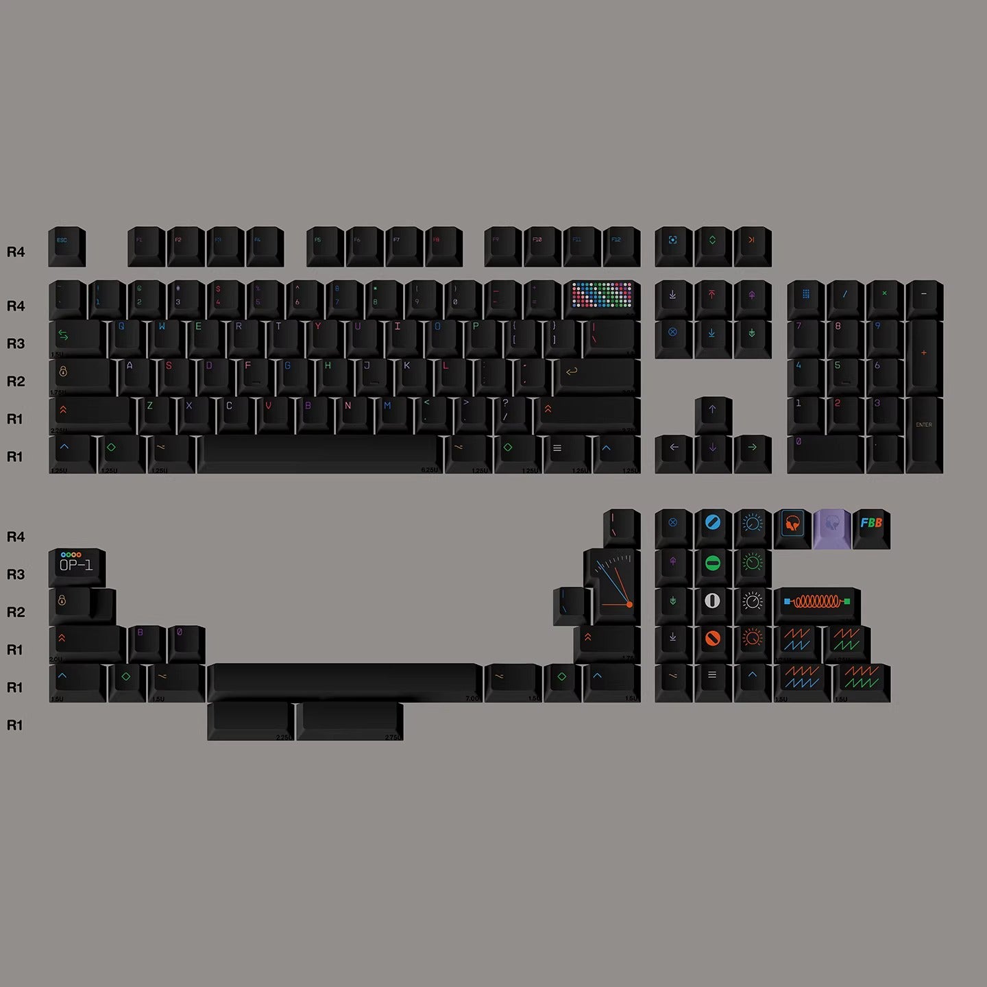 FBB OP-1 Night Keycap Set, Cherry Profile, Dye Sub PBT