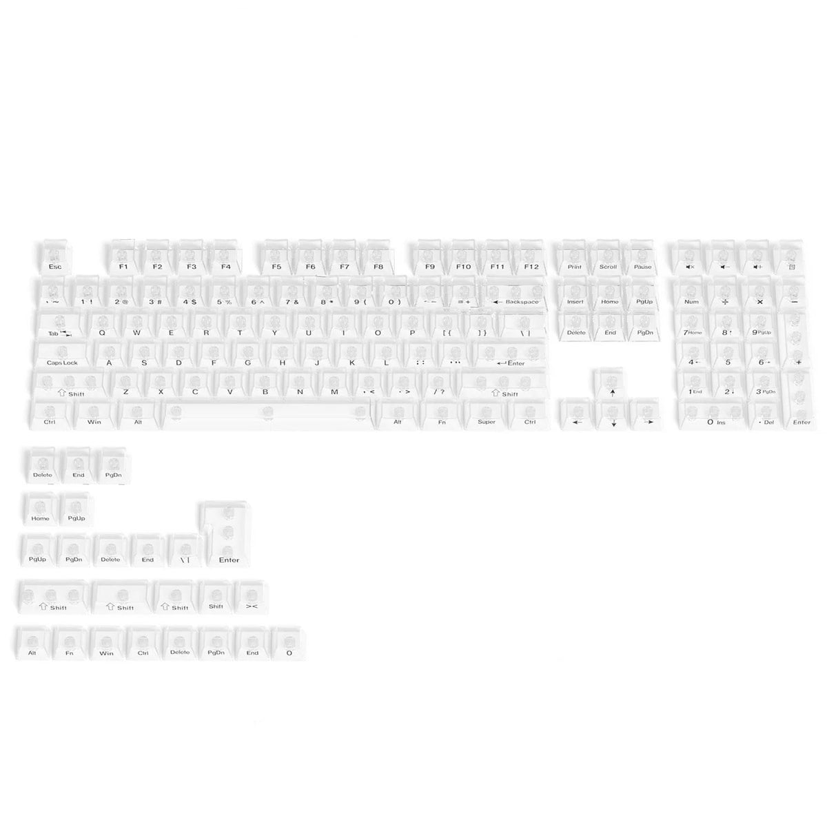 Transparent Keycap Set, Cherry Profile, PC+Screen Printed