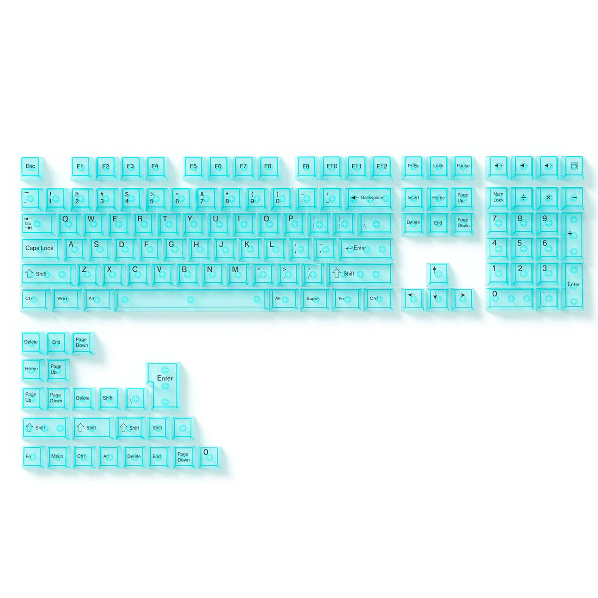 Transparent Keycap Set, Cherry Profile, PC+Screen Printed