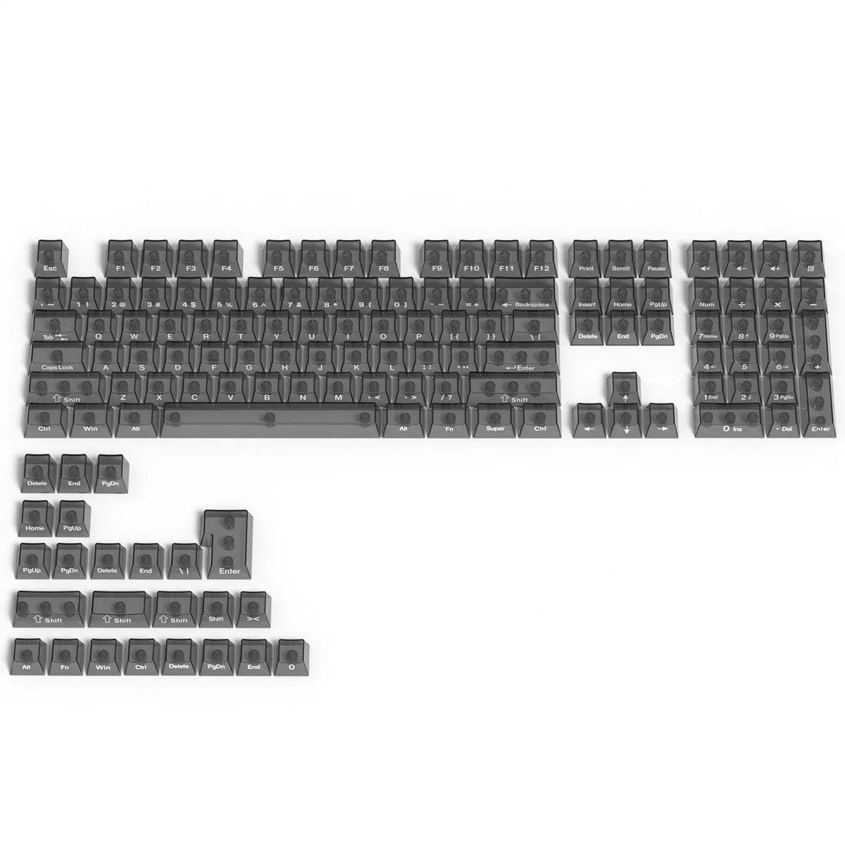 Transparent Keycap Set, Cherry Profile, PC+Screen Printed