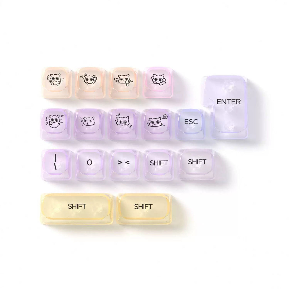 Transparent Gradient Keycap Set, MOA Profile, PC+UV