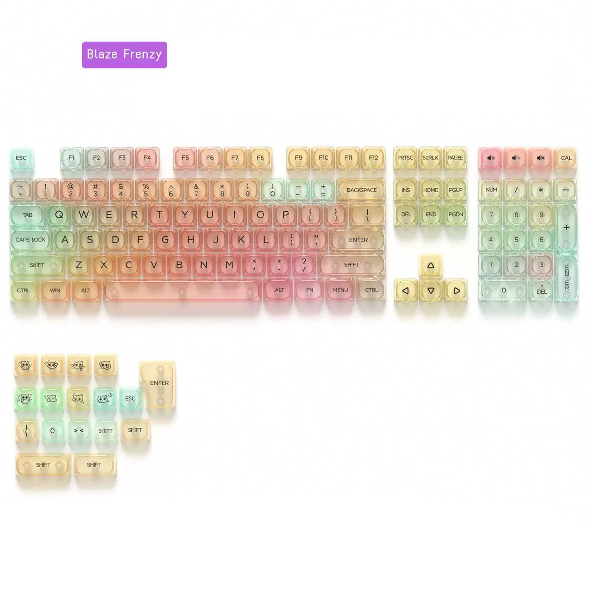 Transparent Gradient Keycap Set, MOA Profile, PC+UV