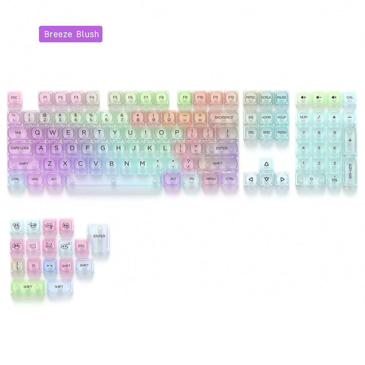 Transparent Gradient Keycap Set, MOA Profile, PC+UV