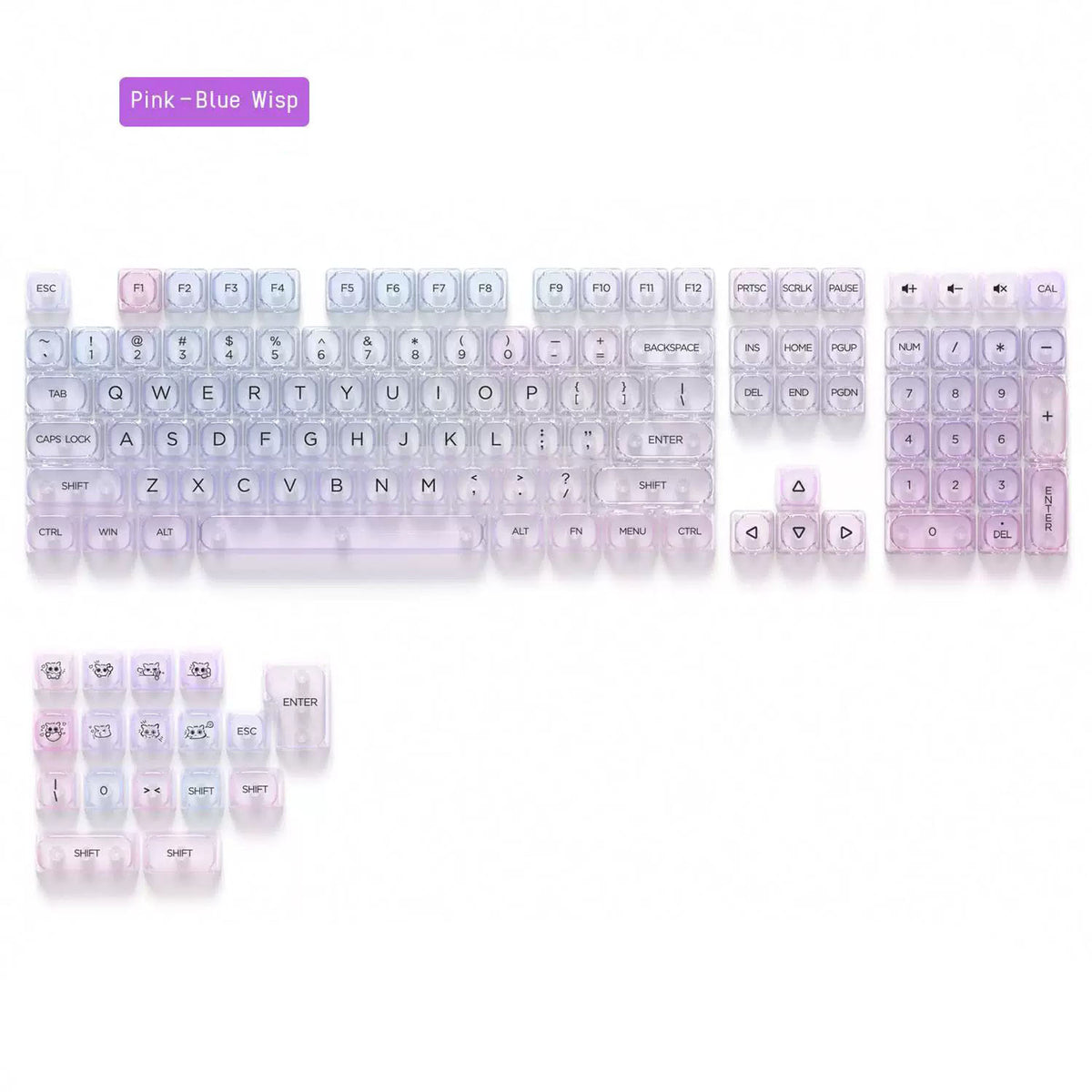 Transparent Gradient Keycap Set, MOA Profile, PC+UV
