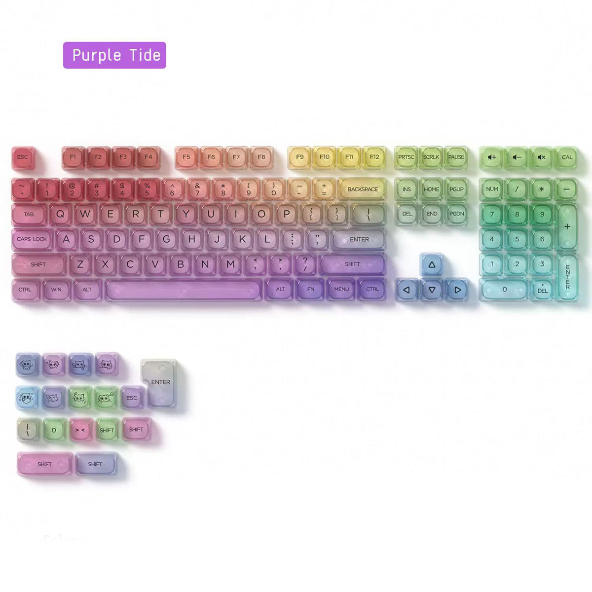 Transparent Gradient Keycap Set, MOA Profile, PC+UV