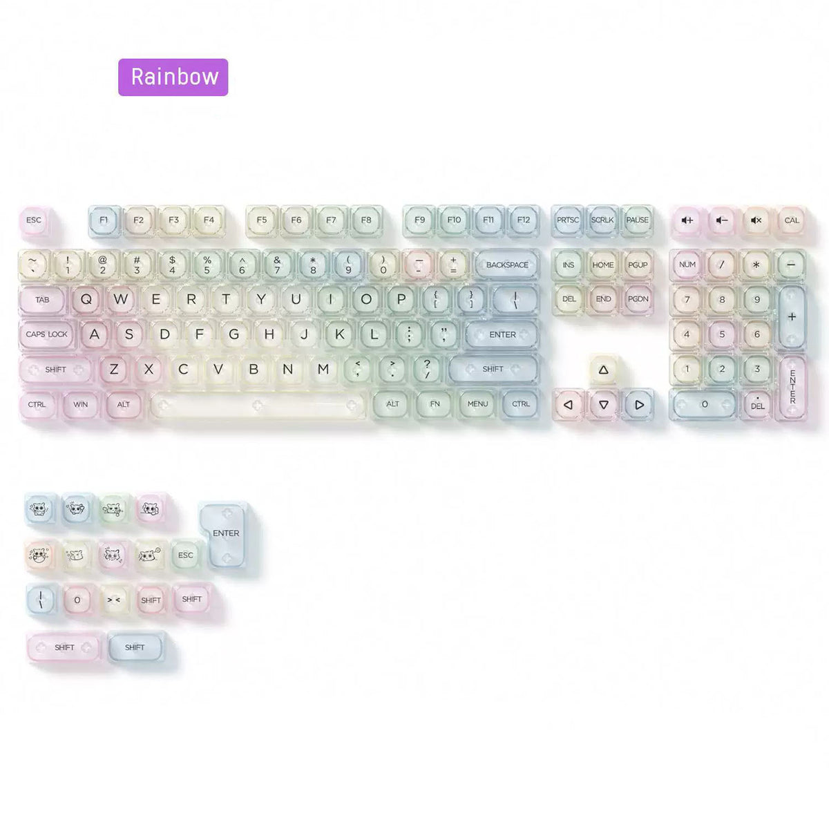 Transparent Gradient Keycap Set, MOA Profile, PC+UV