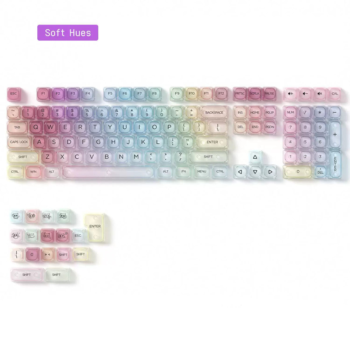 Transparent Gradient Keycap Set, MOA Profile, PC+UV