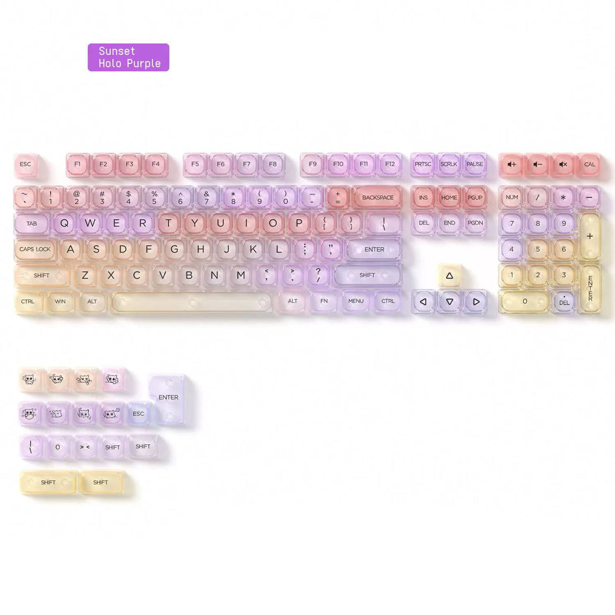 Transparent Gradient Keycap Set, MOA Profile, PC+UV