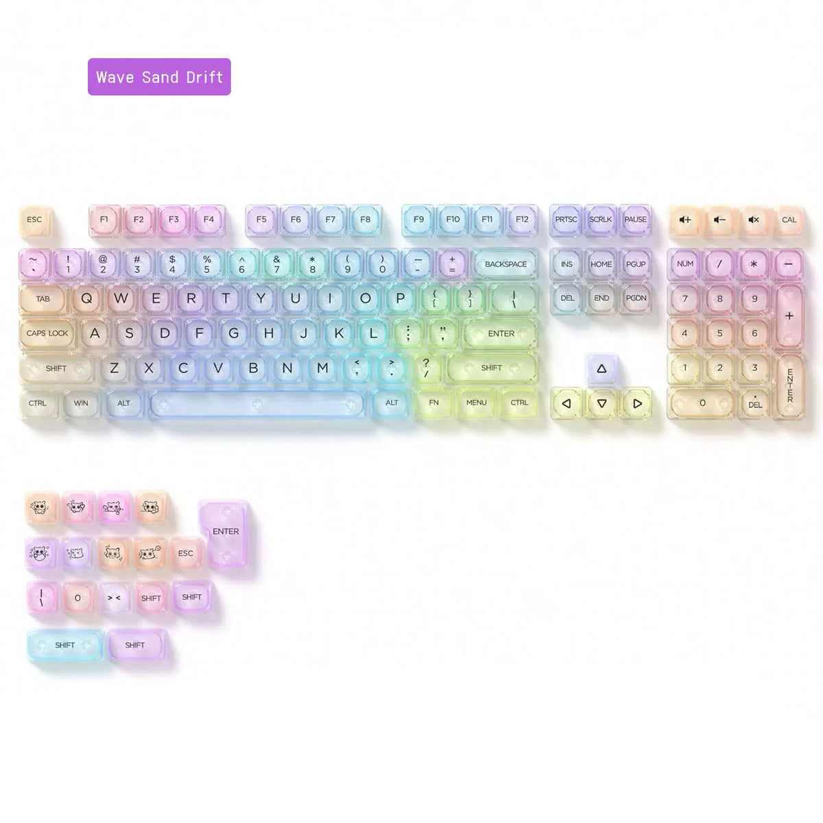 Transparent Gradient Keycap Set, MOA Profile, PC+UV