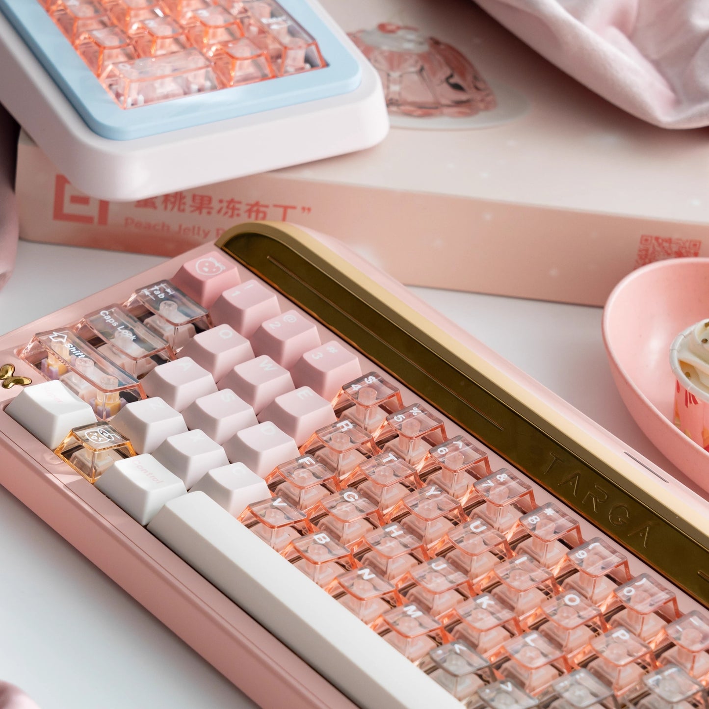 Et Studio Peach Jelly Pudding Transparent Keycap Set, Cherry Profile