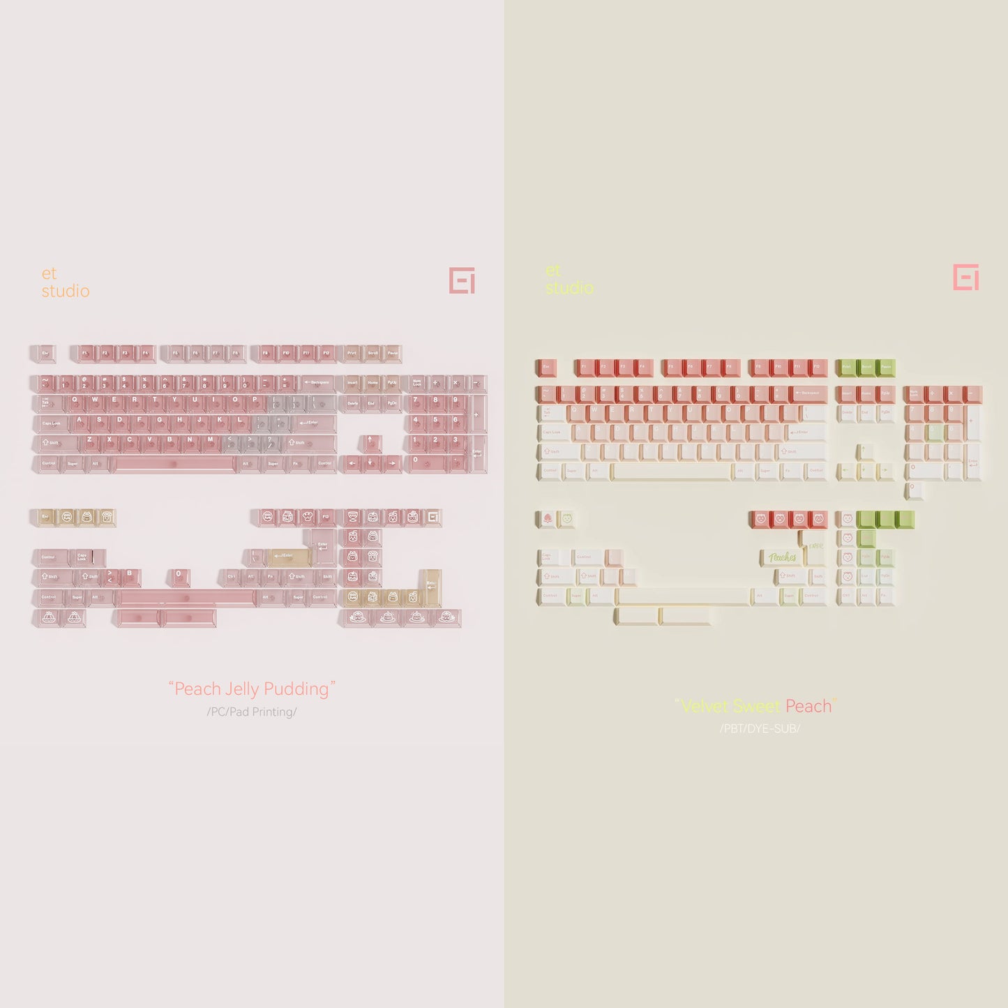 Et Studio Peach Jelly Pudding Transparent Keycap Set, Cherry Profile