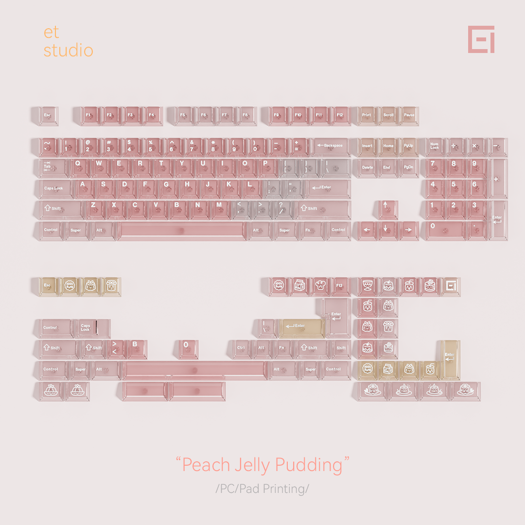 Et Studio Peach Jelly Pudding Transparent Keycap Set, Cherry Profile