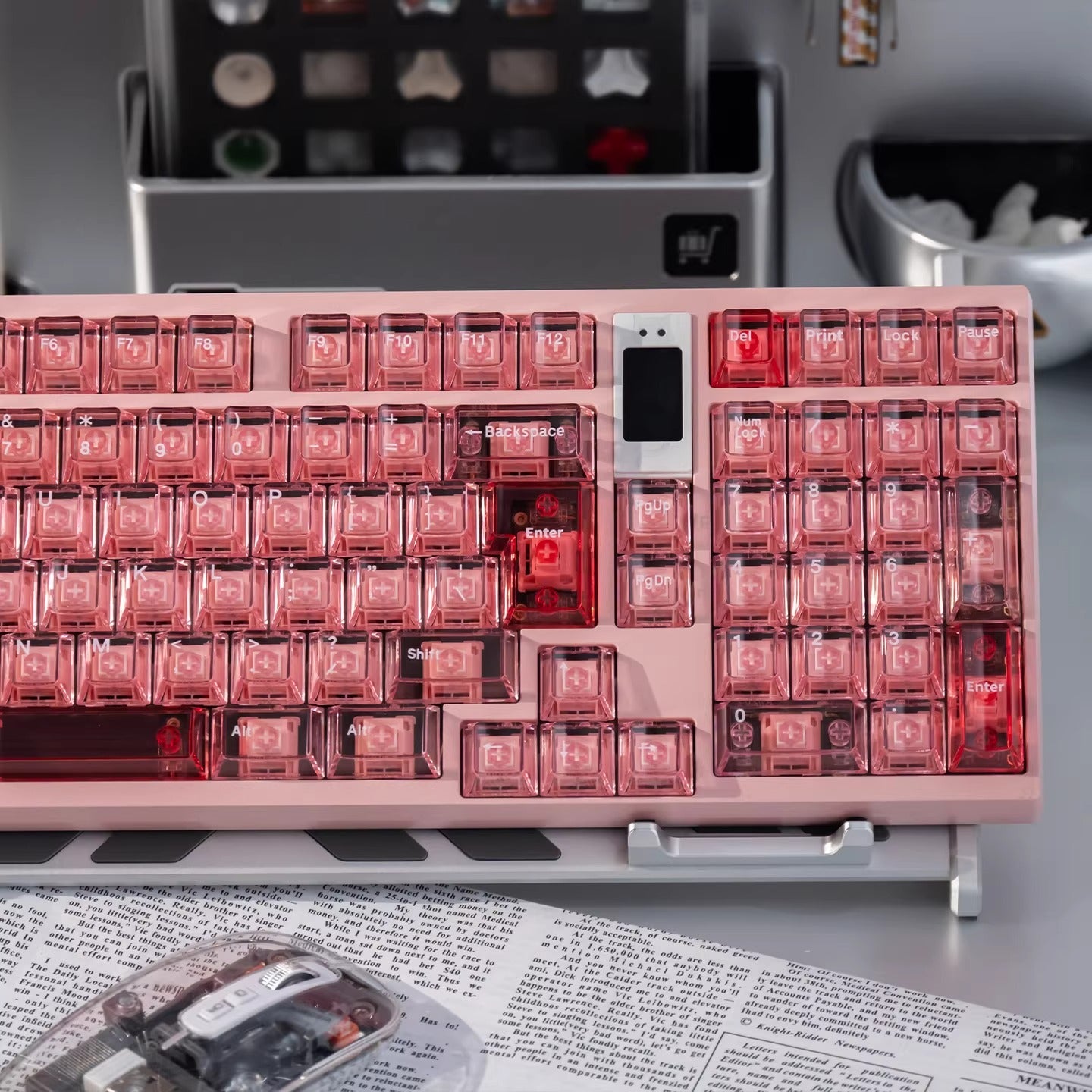 Pink Transparent Keycap Set, Cherry Profile, Dye Sub PBT
