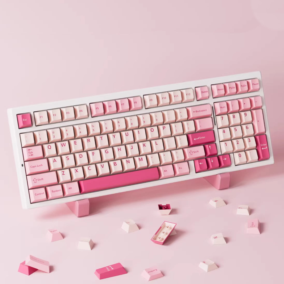 Pink Peach Keycap Set, Cherry Profile, Double Shot PBT