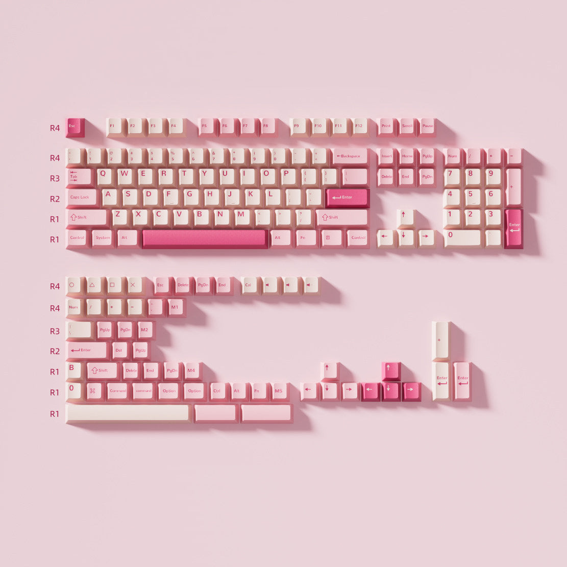 Pink Peach Keycap Set, Cherry Profile, Double Shot PBT