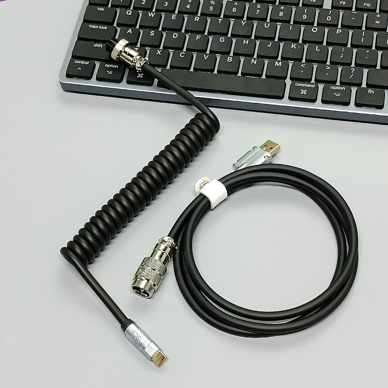 Coiled Silicone Keyboard Cable USB-C to USB-A