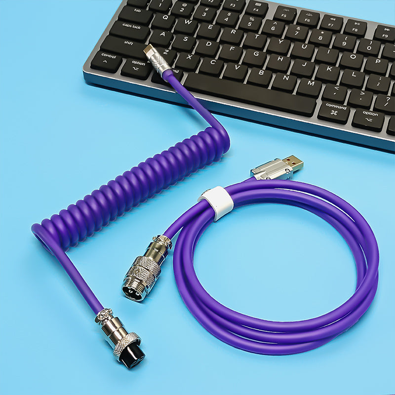 Coiled Silicone Keyboard Cable USB-C to USB-A