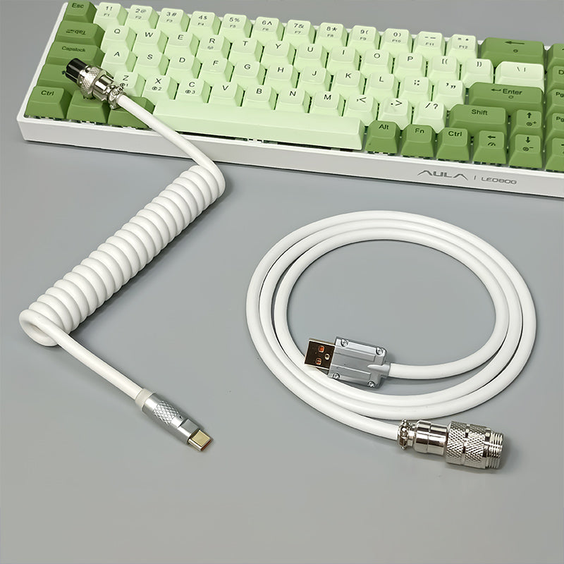 Coiled Silicone Keyboard Cable USB-C to USB-A