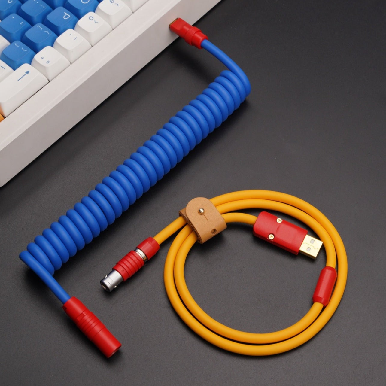 Build to Order Coiled Keyboard Aviator Custom Cable, Lemo Style Connector